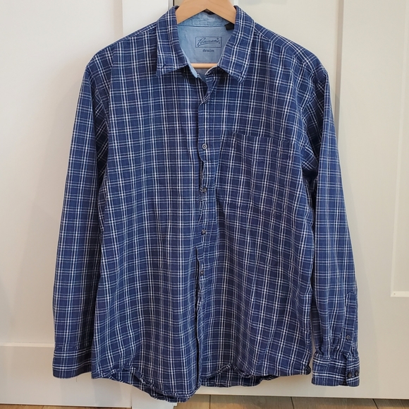 Men's Vintage Penmans Denim Plaid Shirt - Picture 1 of 6